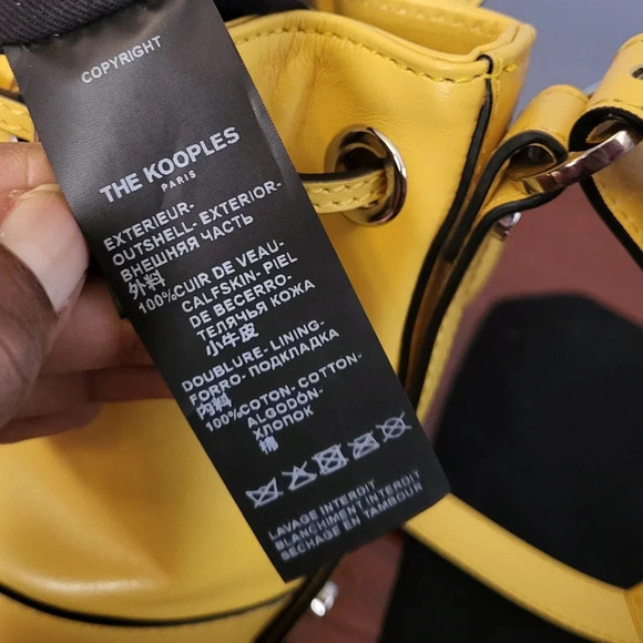 The Kooples Small Tina Leather Yellow Bucket Crossbody Handbag - Picture 12 of 14